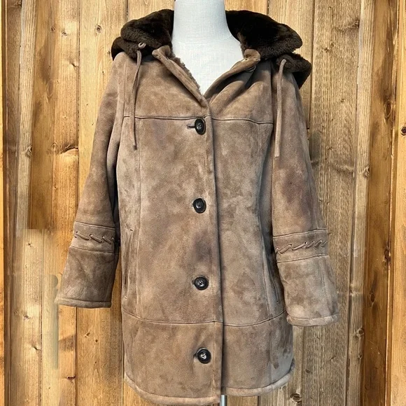 Vintage Furella Helsinki Fur Heavy Winter Coat Suede Leather - Picture 2 of 10